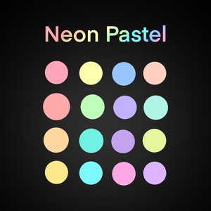 Neon Pastel Palette for Procreate | NEON BRUSHES INCLUDED | Digital ...
