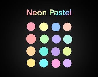 Neon Pastel Palette for Procreate | NEON BRUSHES INCLUDED | Digital Painting Palette