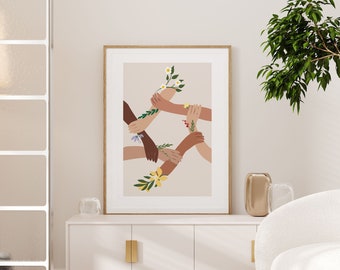 ART PRINT Feminist / Sisterhood Wall Art / Feminism Poster / Holding Hands Print