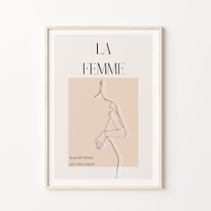 KUNSTDRUCK Minimalistisch / Feminismus One Line Art / Bodylove Wandkunst / La Femme