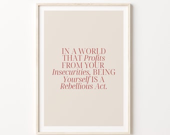 ART PRINT Feminist / Rebellious / Empowerment Wall Art / Motivation Poster / Minimalistic Typography