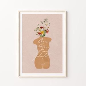 IMPRESIÓN DE ARTE Mujeres abstractas Arte de pared corporal / Cartel de floración / Impresión minimalista de mediados de siglo