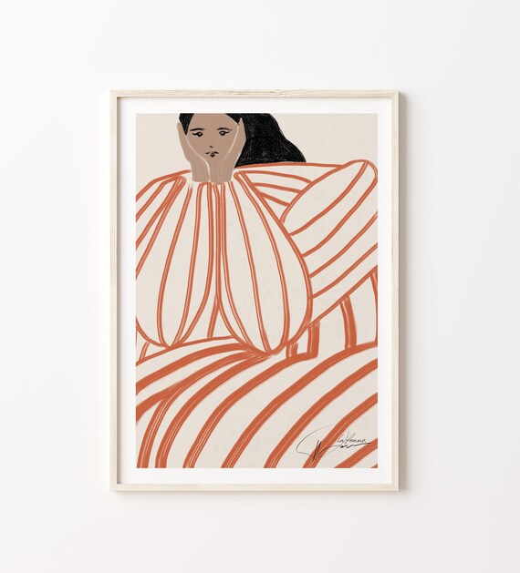 ART PRINT Abstract Women / Modern Drawing Wall Art / Contemporary Mid Century Poster / Minimalistic Decor