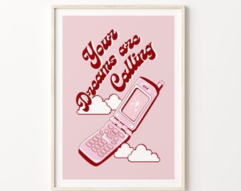 ART PRINT Clamshell Phone / Retro Wall Art Print / Motivation Poster