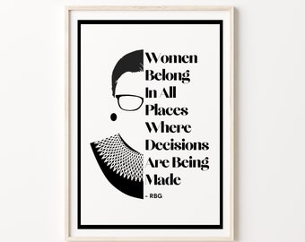 ART PRINT Ruth Bader Ginsburg / Feminist Poster Print / Digital Print Feminism / Quote RBG