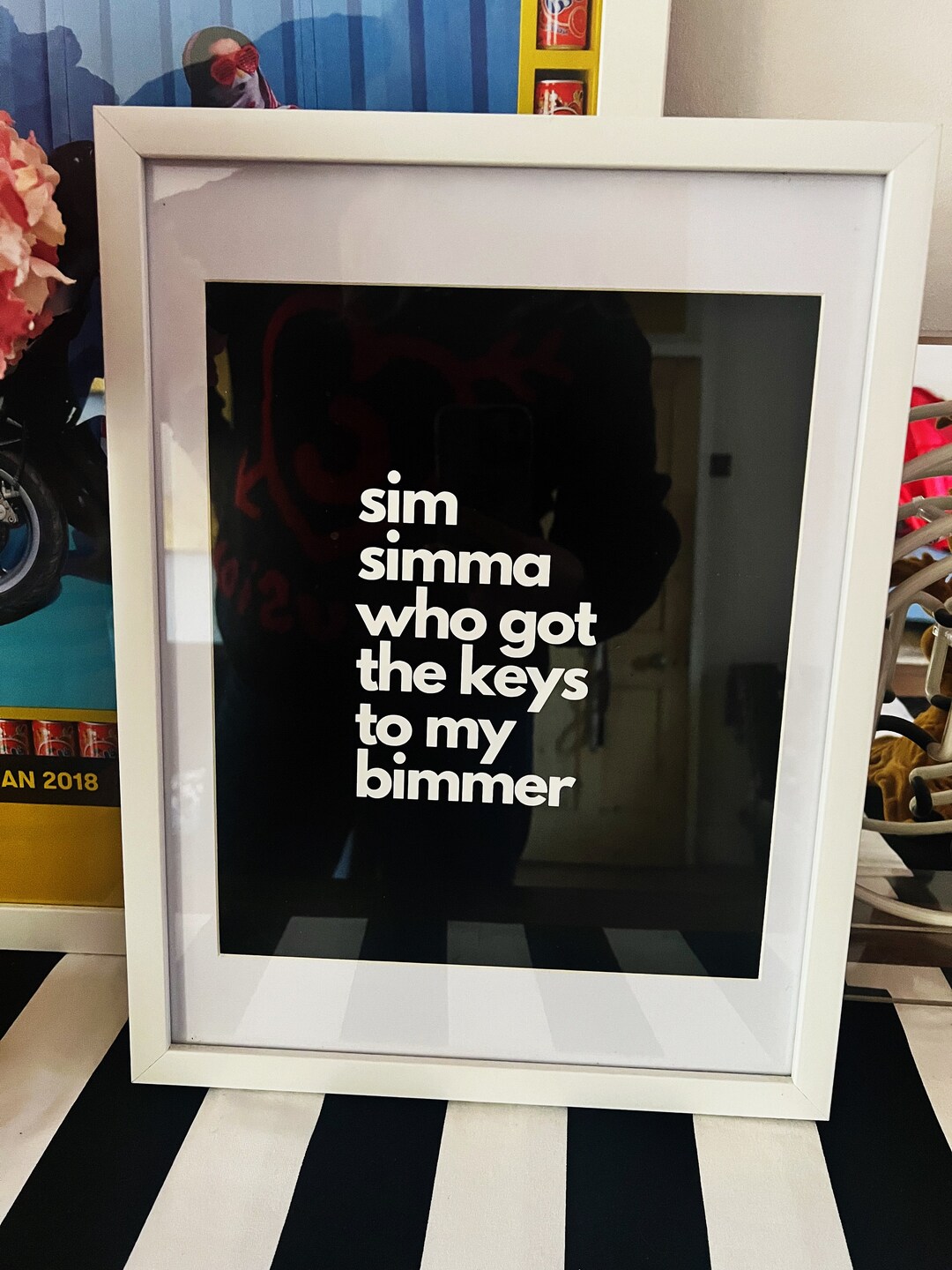 Sim Simma Who Got the Keys to My Bimmer A3 Print Black and White