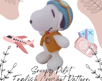 Wzór szydełkowy na pilota Snoopy'ego: Zabawka amigurumi (wzór w formacie PDF w języku angielskim)