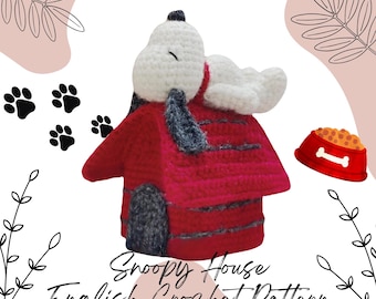Wzór szydełkowy na domek Snoopy'ego: brelok amigurumi (plik PDF w języku angielskim)