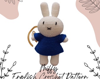 21cm Miffy mit Schnittmuster | gehäkeltes Miffy Kleid Schnittmuster | Amigurumi Miffy Schnittmuster | gehäkelt | PDF PDF Nähanleitung | minishopforyou