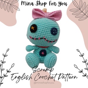 15 cm Scrump Anleitung, Scrump Häkelanleitung, Amigurumi Scrump Anleitung, Maschen häkeln, englisches PDF Muster, Häkelanleitungen, Amigurumi