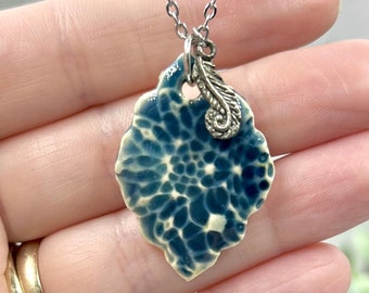 Blue Ceramic Pendant Necklace