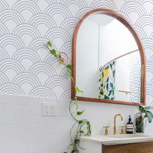 Minimalist wallpaper, Geometric pattern, Japanese wave design, Modern wall decor, Neutral wallpaper #146