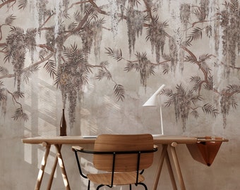 Nature-inspired willow tree wall decor, Botanical boho removable wallpaper #93