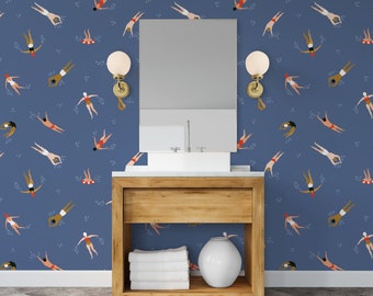 Nautical theme vintage wallpaper, Peel and stick pool wall decoration #118