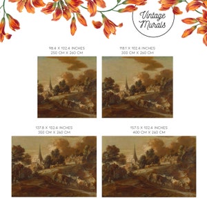 Vintage Village Landscape Wallpaper, Pastoral Wall Art, Self-Adhesive 40 image 3