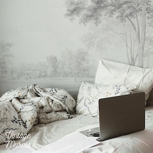 Delicate panoramic wall mural, Vintage scenic landscape for bedroom #105