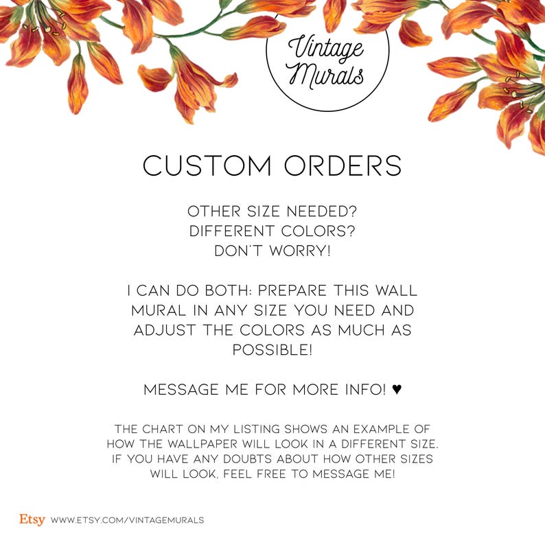 a wedding order card with orange flowers on it