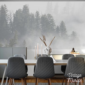 Foggy Forest Removable Wallpaper, Misty Trees Accent Wall Decor 82 image 2