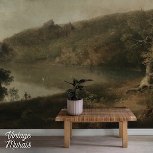 Painting Landscape Lake Forest Wallpaper Peel & Stick Removable Living Dining room Bedroom Self Adhesive Wall Sticker Decoration Mural #168