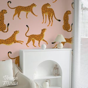 Cheetah Pop Art Peel and Stick Wallpaper, Leopard Home Decor 124