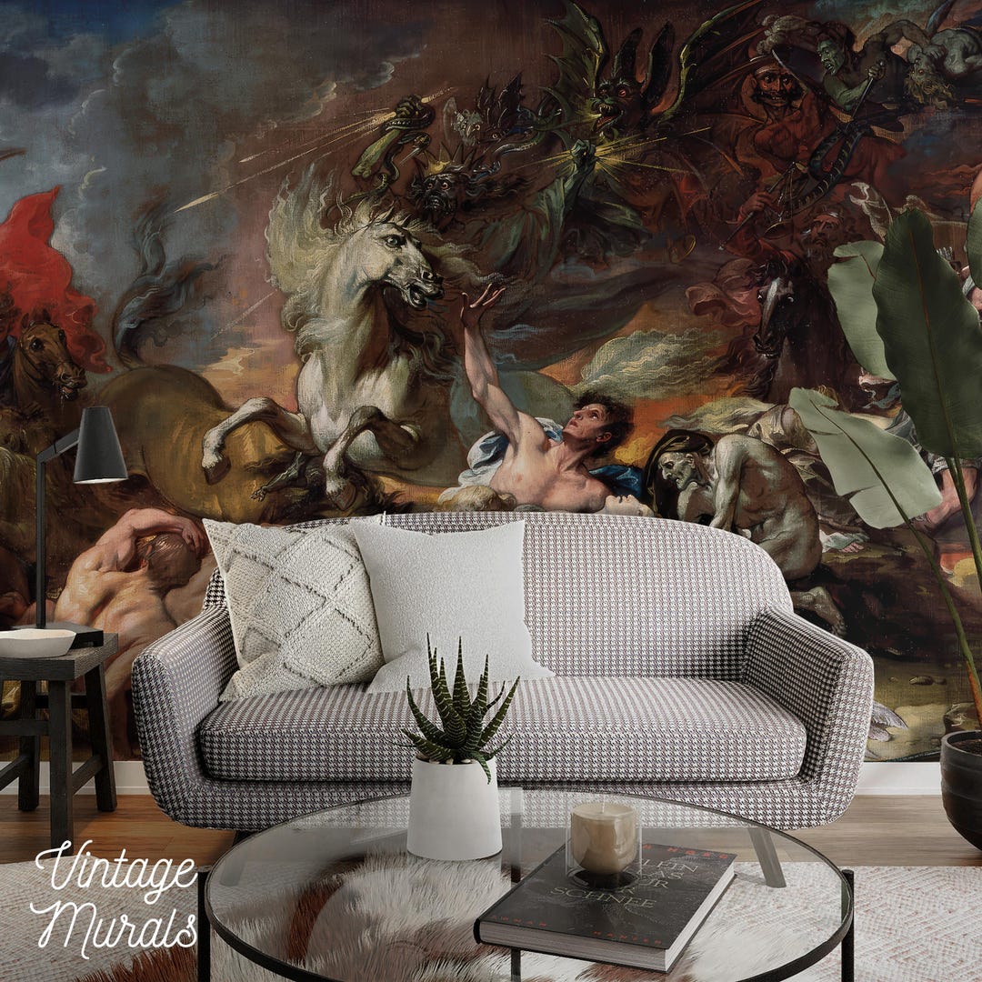 Apocalypse Murals Epic Apocalyptic Wallpaper, Vintage Battle Scene With Pale Horse ...