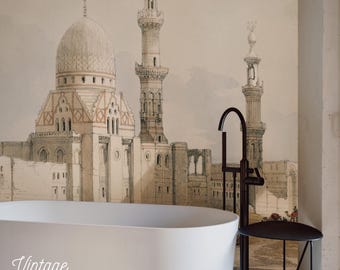 Cairo Mosque Removable Wallpaper, Oriental Illustration 50