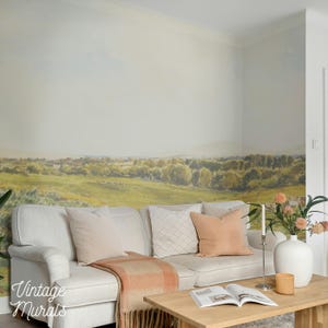 Country Meadow Painting Landscape Wallpaper Peel & Stick Removable Wall Sticker Bedroom Self Adhesive Wall Sticker Decoration Art Mural #154