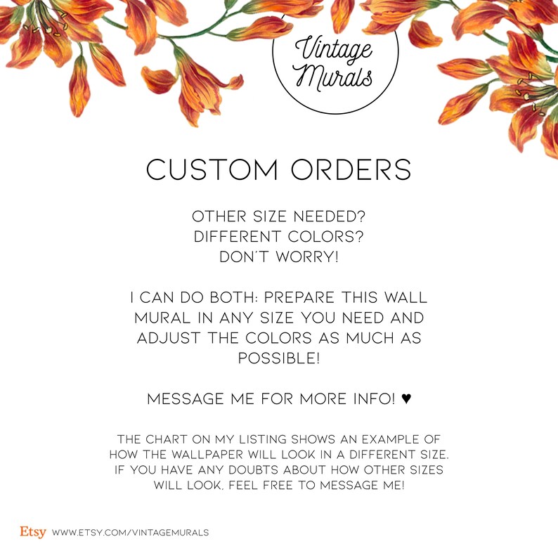 a wedding order card with orange flowers on it