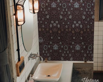 Dark Damask Wallpaper, Victorian Floral Wall Mural, Moody Decor 116