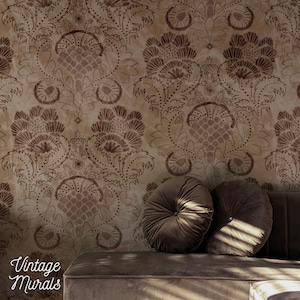 Classic baroque wall decor, Ornate floral wallpaper pattern, Timeless Victorian wall design, Vintage wallpaper #100