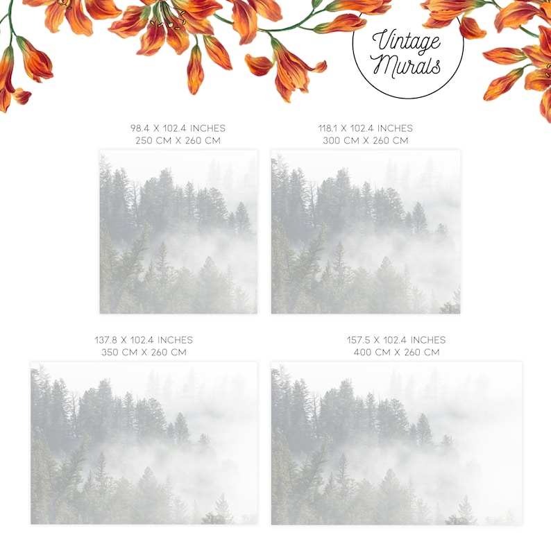 Foggy Forest Removable Wallpaper, Misty Trees Accent Wall Decor 82 image 3