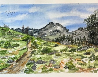 Original watercolor painting of Winnemucca Lake Trail in California