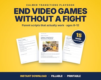 Calm Screen Time Transitions Playbook | Parent Scripts for Kids 8-12 (PDF)