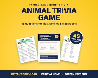 Animal Trivia Game for Kids | 45 Questions, Answer Key (PDF Download)