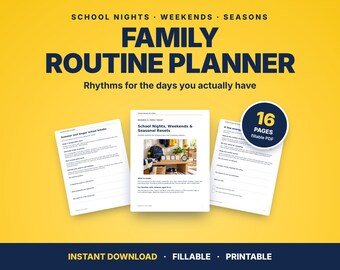Family Routine Planner for Kids 8-12 | School Nights, Weekends, Holidays (PDF)