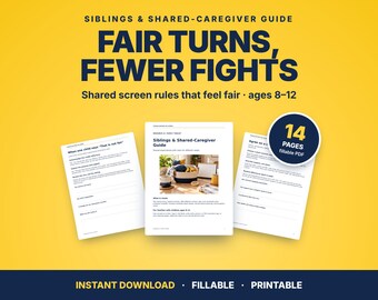 Sibling Screen Time Rules Printable | Fair Turns & Shared Device Plan (PDF)