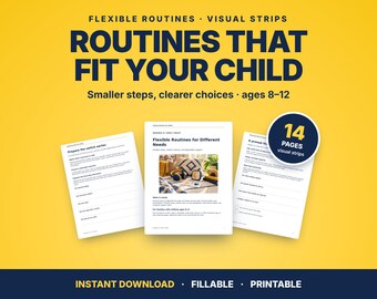 Flexible Routine Workbook for Kids Ages 8-12 | Visual Strips, Activity Adaptations (PDF)
