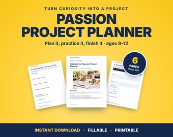 Kids Passion Project Planner | Interest Explorer, Goal Setting Worksheet (PDF)