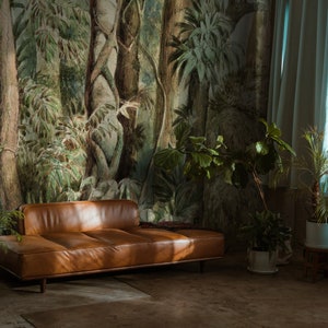 Antique rainforest removable wallpaper, Mesmerized landscape, Dark trees painting 86