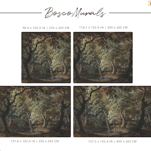 Dark forest removable wallpaper, Enchanted landscape, Watercolor painting with trees 78 image 3