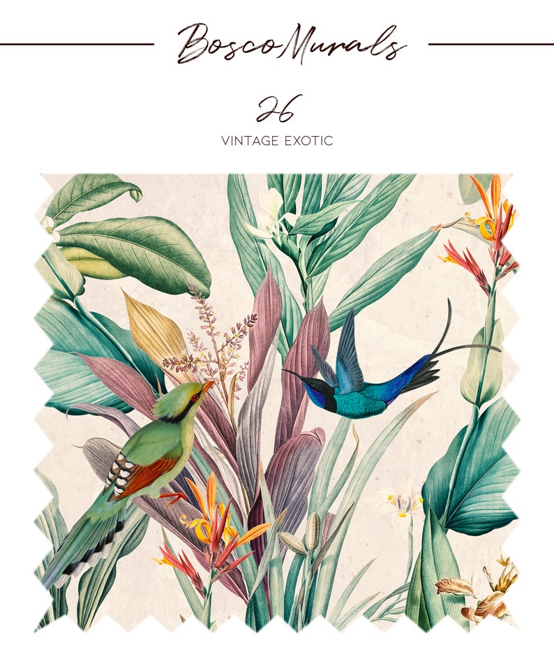 Vintage Exotic Leaves And Birds Removable Wall Mural, Tropical Peel And Stick Wallpaper 26 image 7