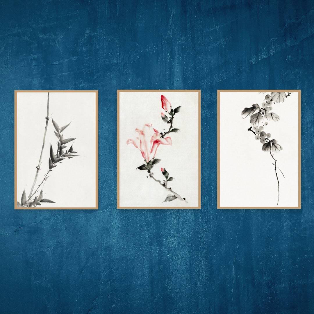 Set of 3 Branches Katsushika Hokusais Posters Asian Art Etsy