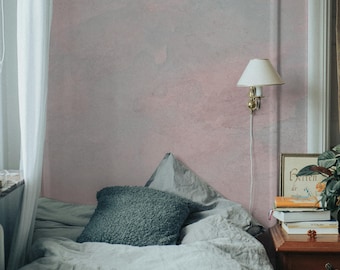 Blush and sky blue wall mural, Pastel sky wallpaper, Peel and stick, Nursery wallpaper, Gradient pastel wallpaper 173