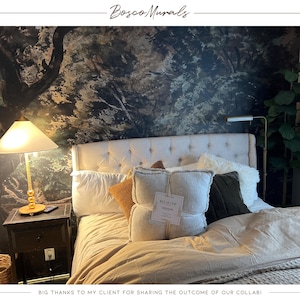 Dark forest removable wallpaper, Enchanted landscape, Watercolor painting with trees 78 image 9