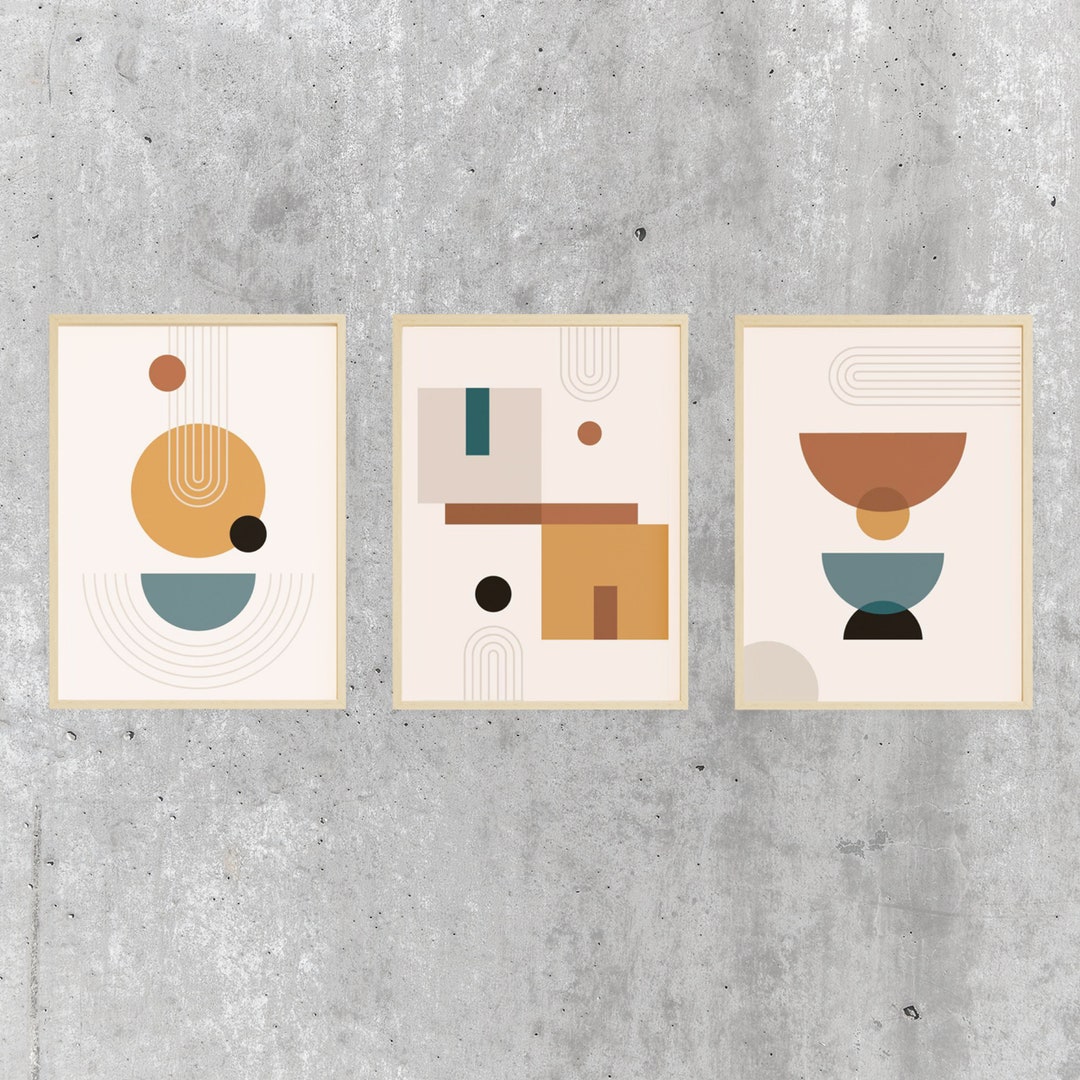 Mid Century Art Posters Set 3 Wall Art Surrealist Art Etsy