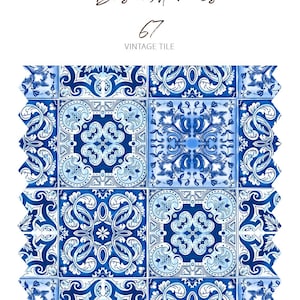 Vintage Blue & White Tile Wallpaper, Portuguese Azulejo Peel and Stick Mural, Mediterranean Pattern Wall DecorEuropean Tile Design 67 image 10