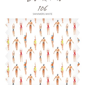 Nautical wallpaper Swimmers, Removable wall art, White background color cute whimsical mural 106 image 7