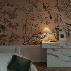 Elegant Chinoiserie Wall Decor, Vintage Traditional Wallpaper For Living Room 66