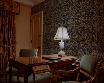 Dark Victorian Wallpaper, Vintage Damask Mural, Dark Wall Covering, Dark Botanical Wallpaper, Art Nouveau 69