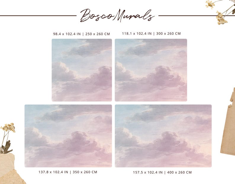 Pastel cloud wallpaper, Subtle nature-themed sky mural, Peel and stick material, Nursery painting 122 Bild 3